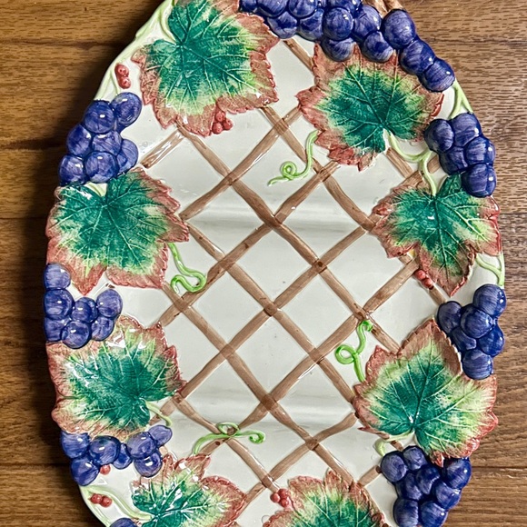 Fitz & Floyd • 1993 • Grape • Thanksgiving Banquet • Ceramic • 3-Section Plate - Picture 8 of 11